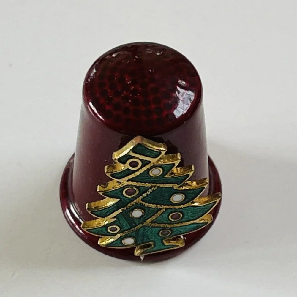 Sewing Quilting Thimble Christmas Tree‎ Red Collectible Holiday